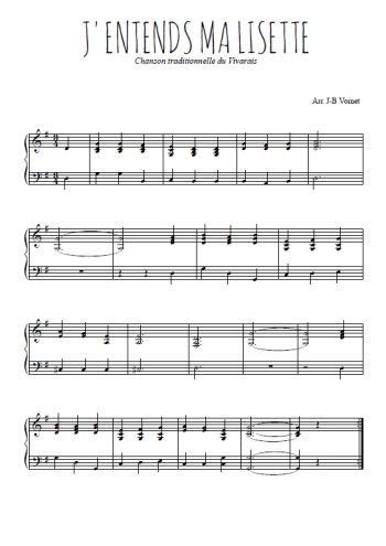Téléchargez l'arrangement pour piano de la partition de J'entends ma Lisette en PDF